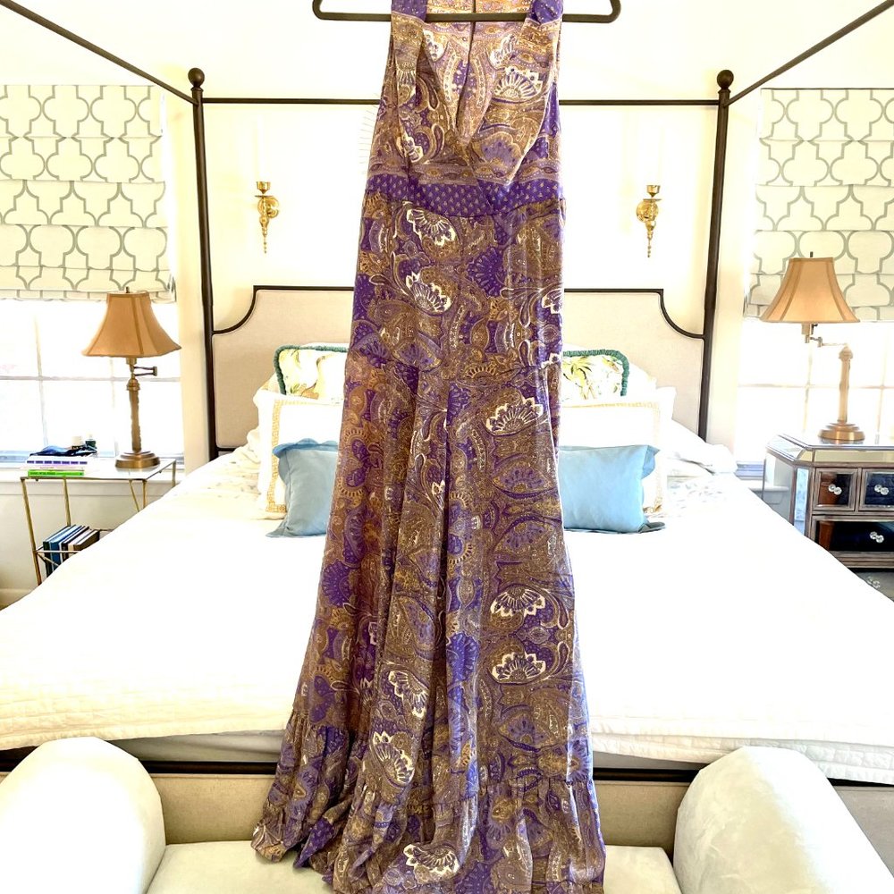 Sardinian Lavender Faux Silk Maxi Dress